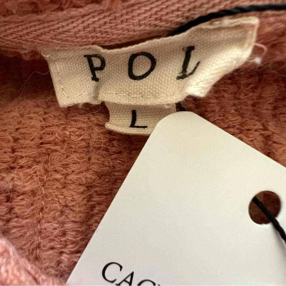 POL NWT Boho Granny Square Crochet Oversized Zip Hoodie L Vintage Wash Peach - Picture 14 of 16